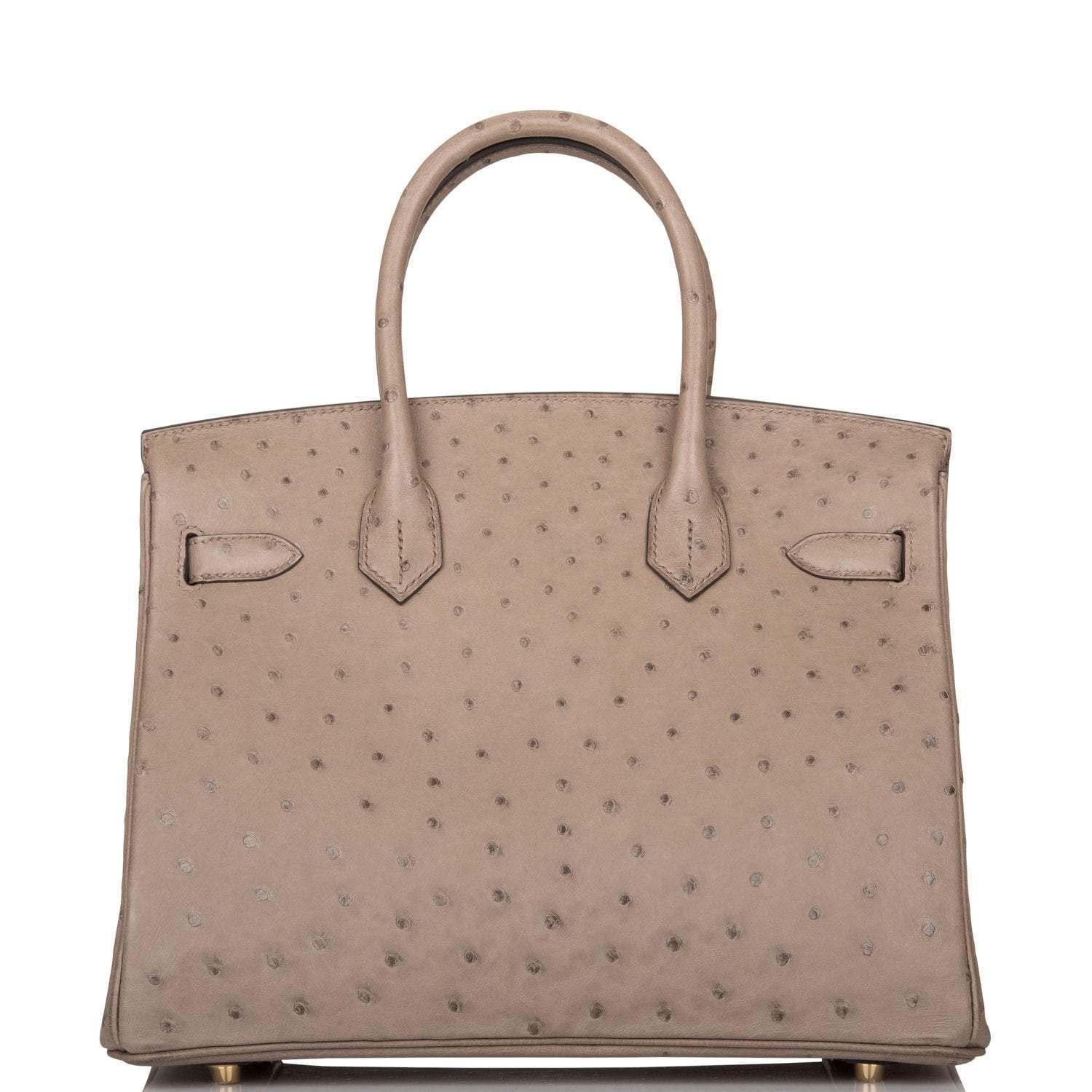 Hermes Gris Asphalte Ostrich Birkin 30cm Gold Hardware