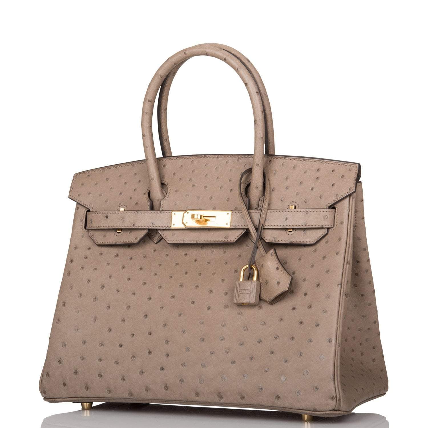 Hermes Gris Asphalte Ostrich Birkin 30cm Gold Hardware