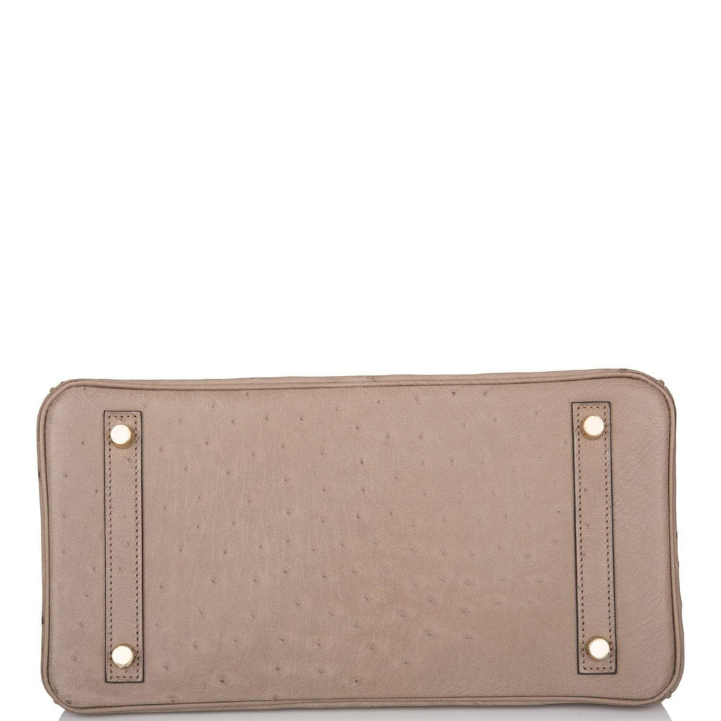 Hermes Gris Asphalte Ostrich Birkin 30cm Gold Hardware