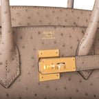 Hermes Gris Asphalte Ostrich Birkin 30cm Gold Hardware