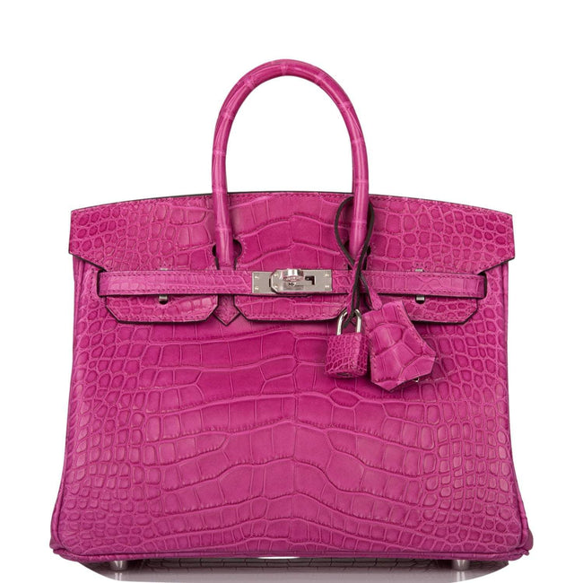 Hermes Birkin 25 Rose Scheherazade Matte Alligator Palladium Hardware Hover Image
