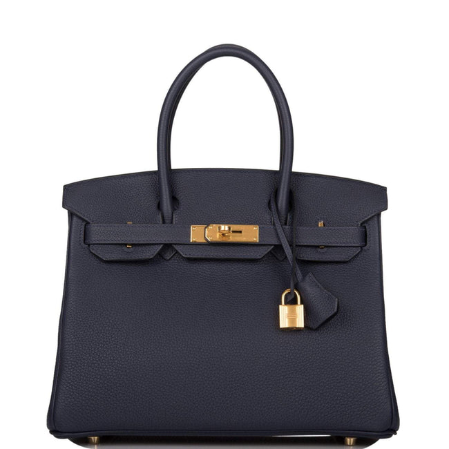 Hermes Bleu Nuit Togo Birkin 30cm Gold Hardware Hover Image