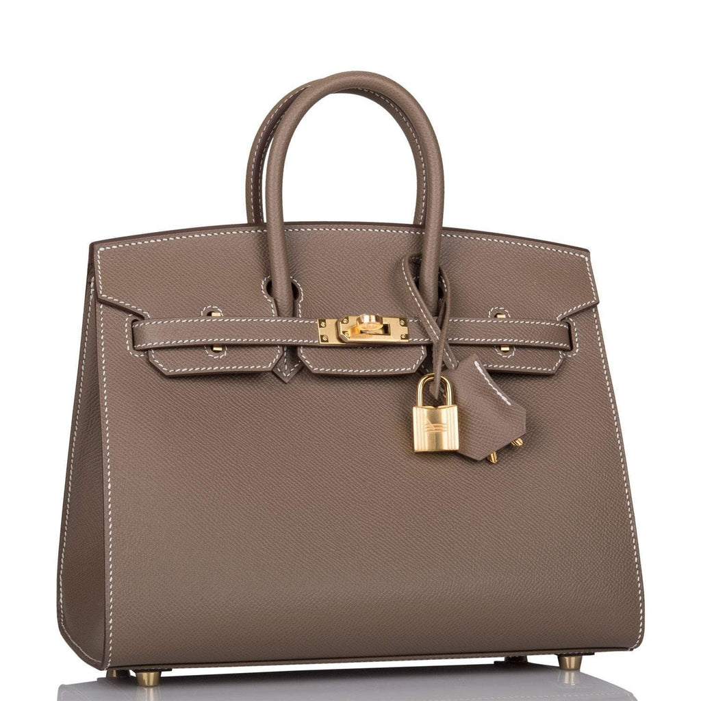 Hermes Birkin Sellier 25 Etoupe Epsom Gold Hardware