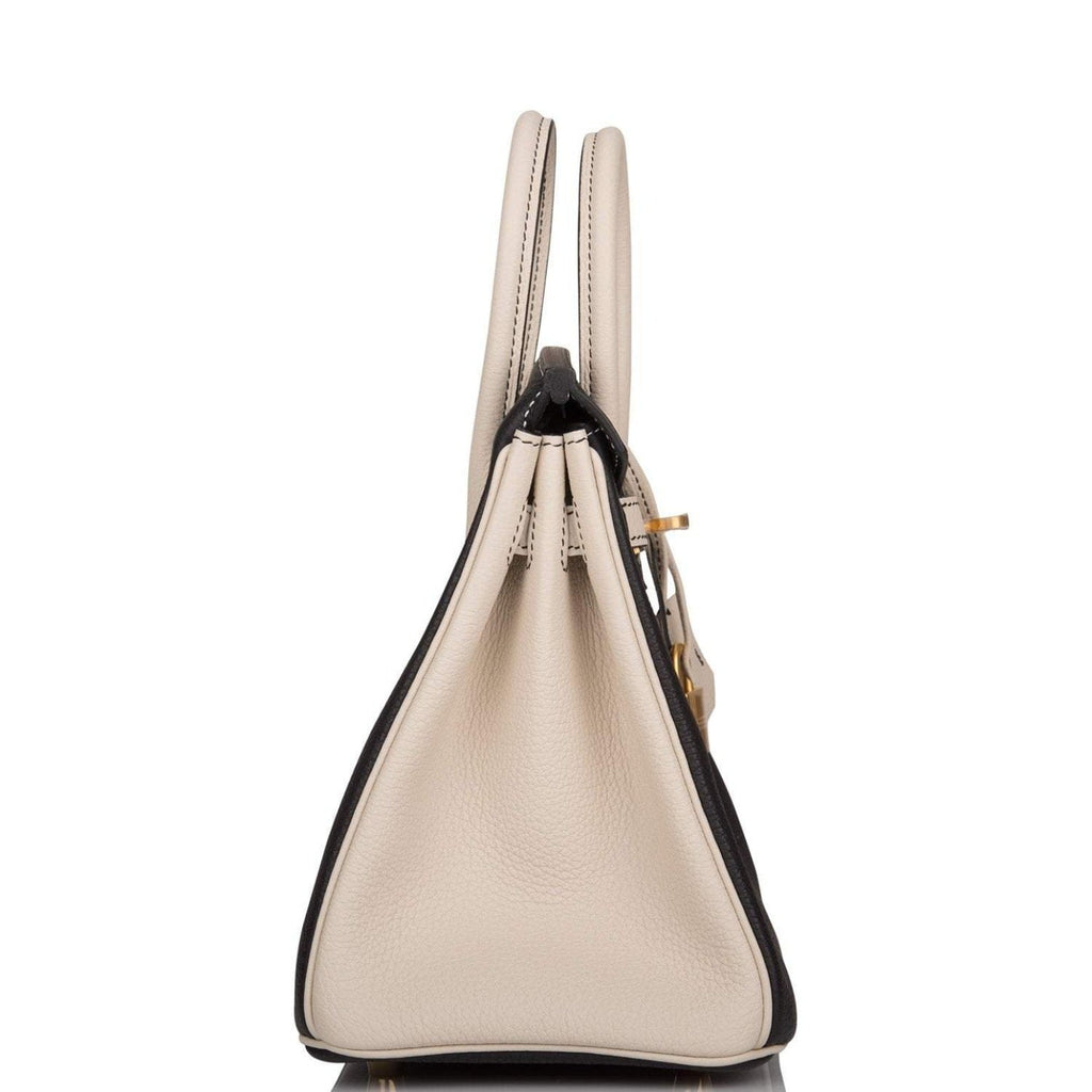 Hermes Birkin 25 Black and Craie Togo Brushed Gold Hardware