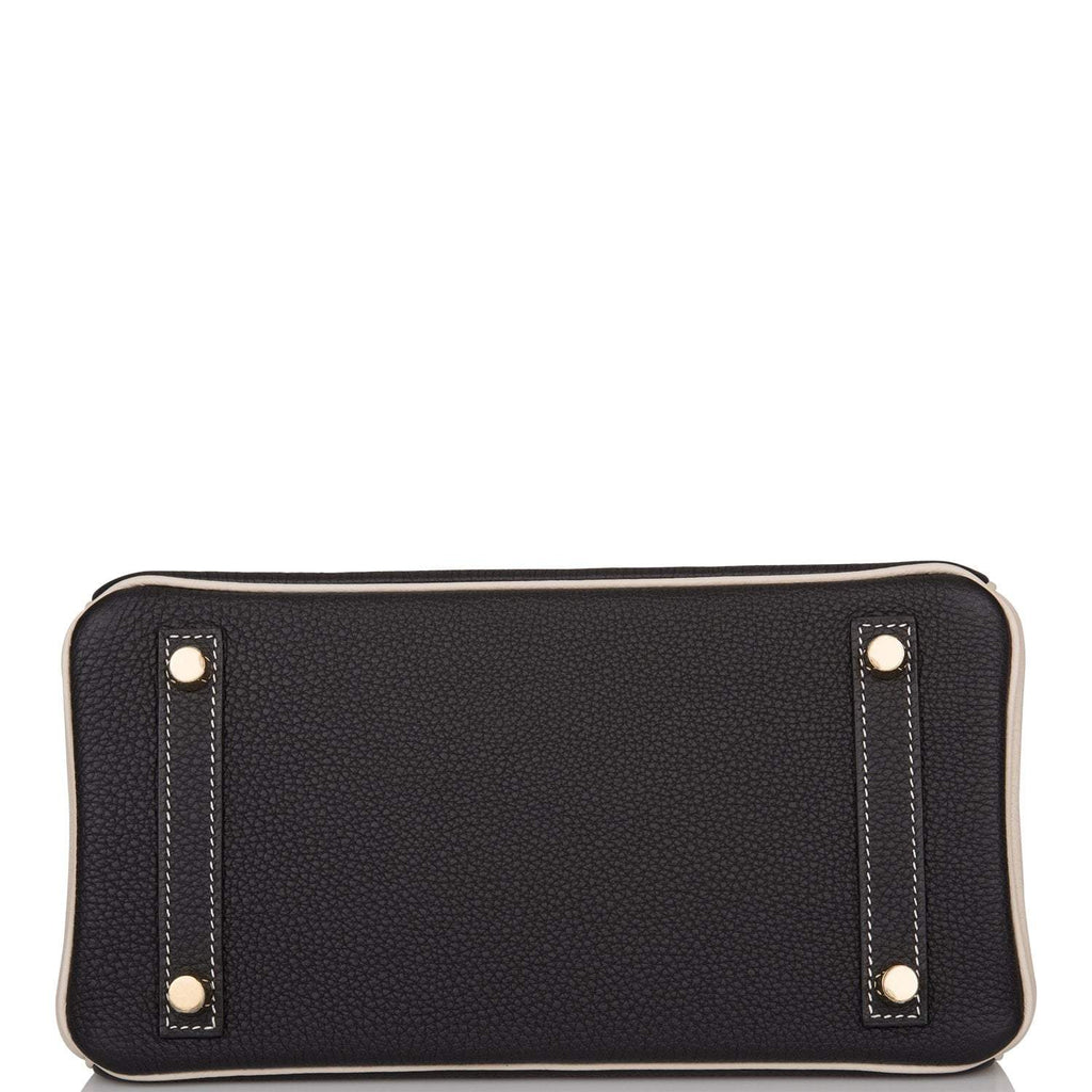 Hermes Birkin 25 Black and Craie Togo Brushed Gold Hardware