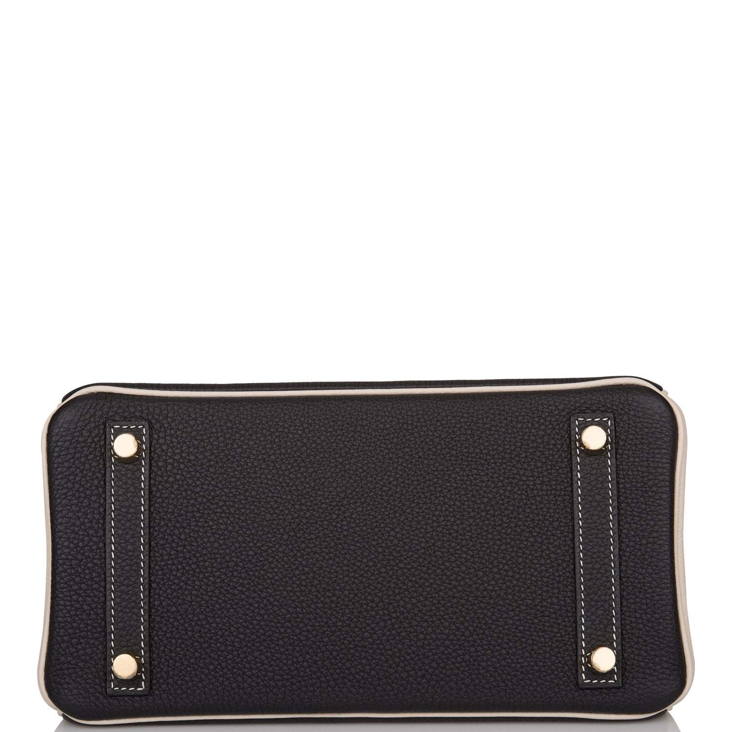 Hermes Birkin 25 Black and Craie Togo Brushed Gold Hardware