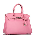 Pre-owned Hermes Birkin 30 Bubblegum 5P Epsom Palladium Hardware