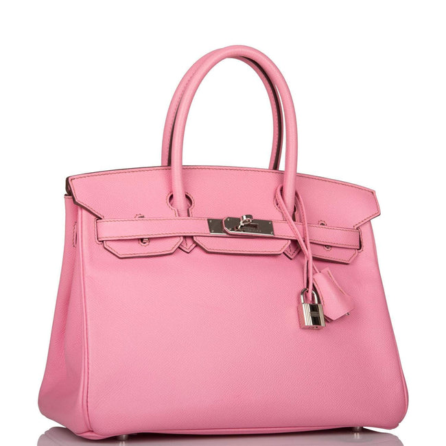Pre-owned Hermes Birkin 30 Bubblegum 5P Epsom Palladium Hardware Main Image