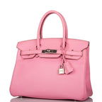 Pre-owned Hermes Birkin 30 Bubblegum 5P Epsom Palladium Hardware
