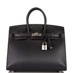 Hermes Birkin Sellier 25 Black Veau Madame Palladium Hardware