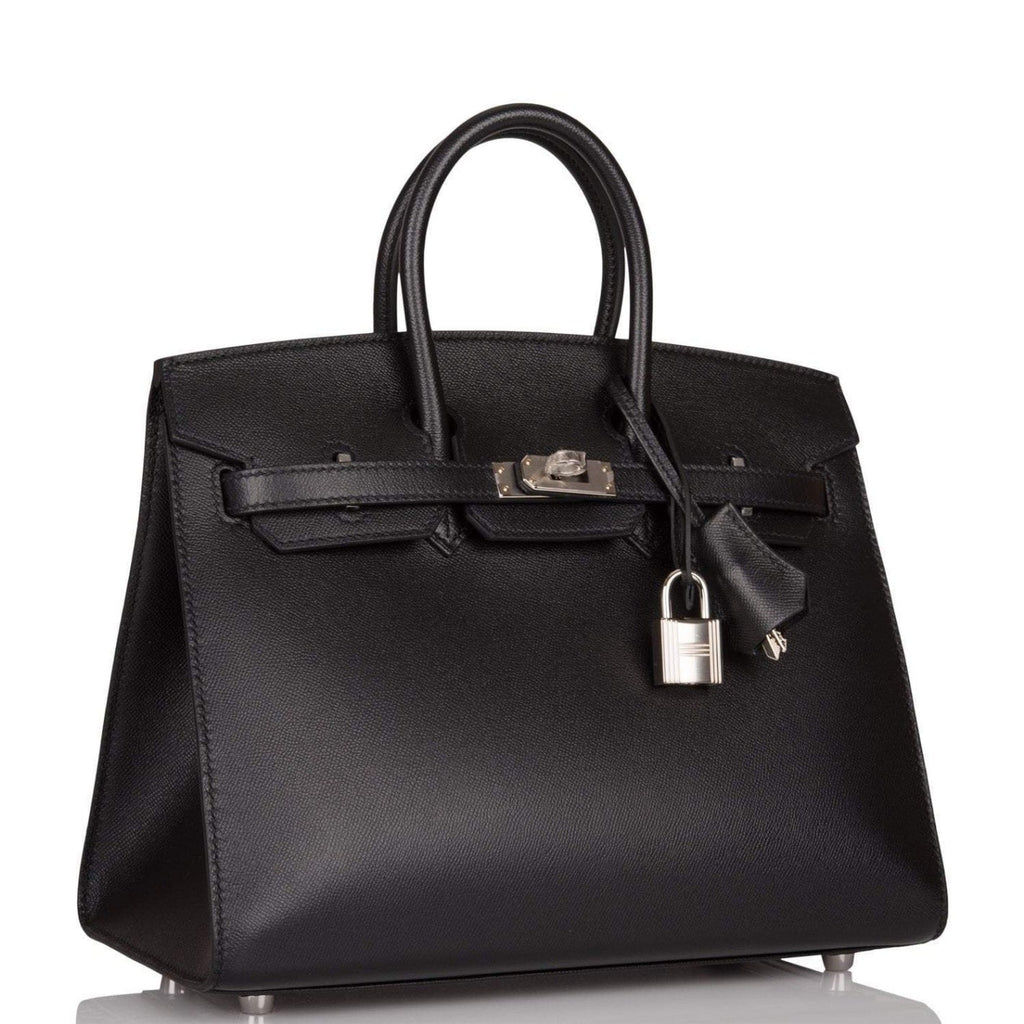 Hermes Birkin Sellier 25 Black Veau Madame Palladium Hardware