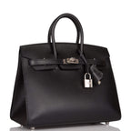 Hermes Birkin Sellier 25 Black Veau Madame Palladium Hardware