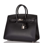 Hermes Birkin Sellier 25 Black Veau Madame Palladium Hardware