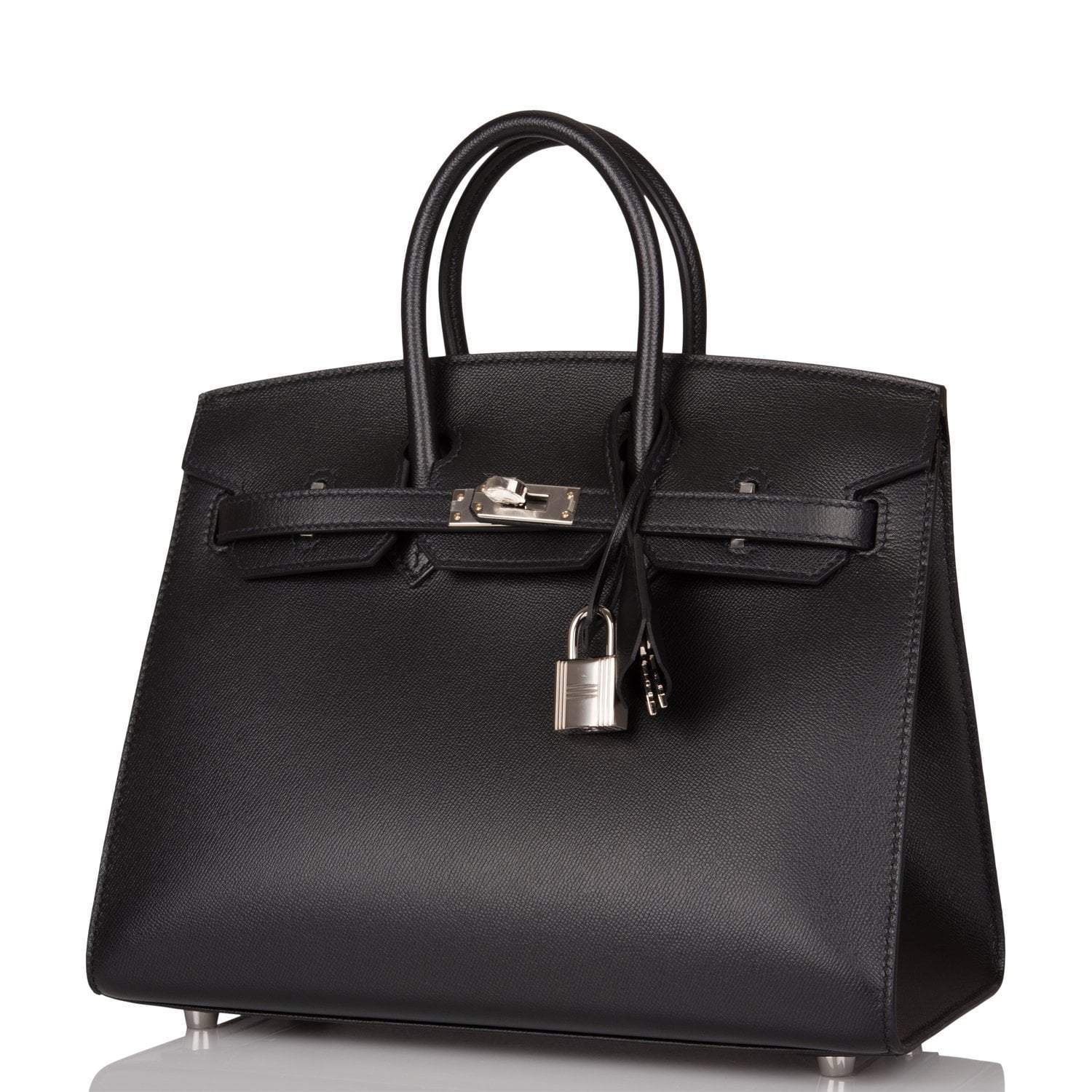 Hermes Birkin Sellier 25 Black Veau Madame Palladium Hardware