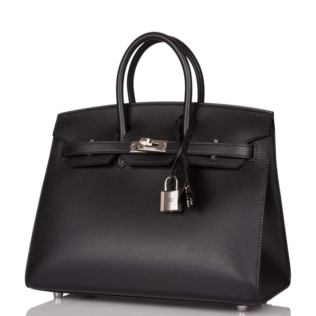 Hermes Birkin Sellier 25 Black Veau Madame Palladium Hardware Main Image