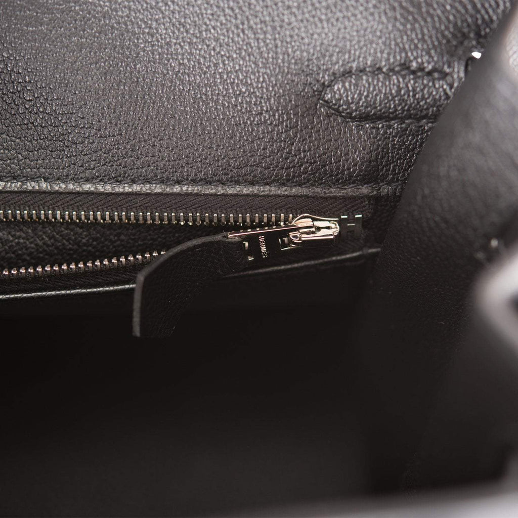 Hermes Birkin Sellier 25 Black Veau Madame Palladium Hardware