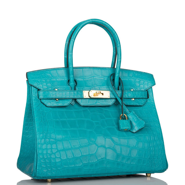 Hermes Bleu Paon Matte Alligator Birkin 30cm Gold Hardware Main Image
