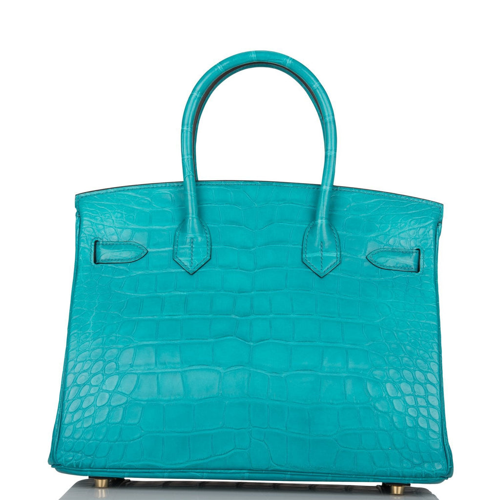Hermes Bleu Paon Matte Alligator Birkin 30cm Gold Hardware