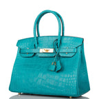 Hermes Bleu Paon Matte Alligator Birkin 30cm Gold Hardware