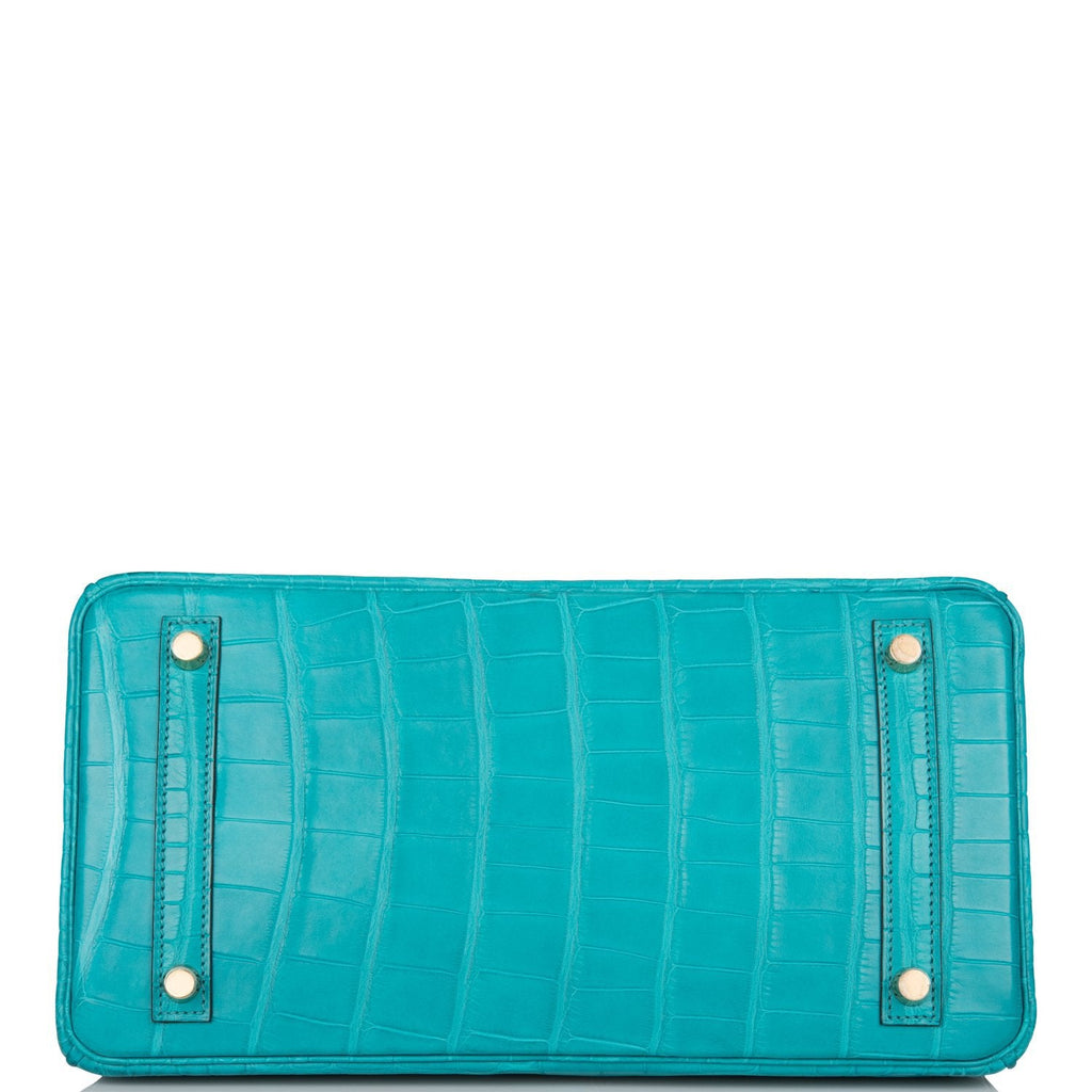 Hermes Bleu Paon Matte Alligator Birkin 30cm Gold Hardware