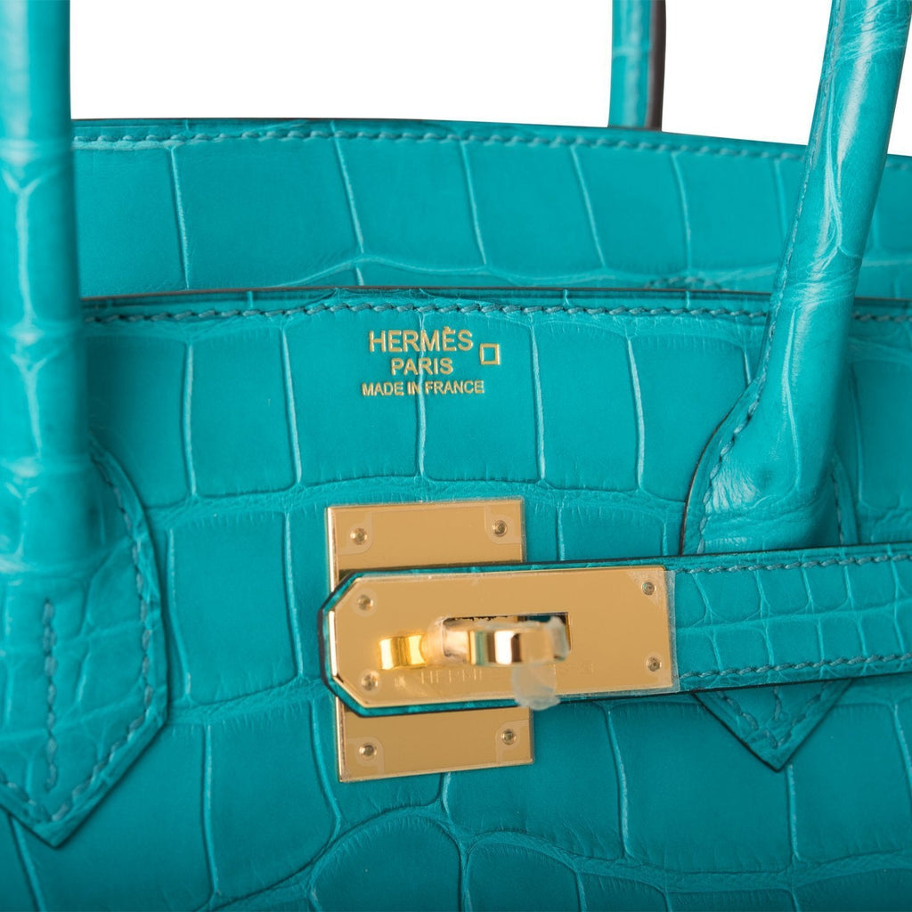 Hermes Bleu Paon Matte Alligator Birkin 30cm Gold Hardware