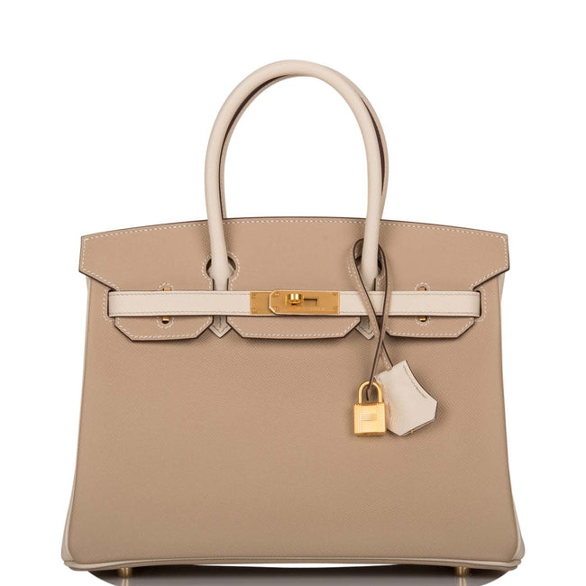Hermes Birkin 30cm Bi-Color Trench and Craie Epsom Gold Hardware Hover Image