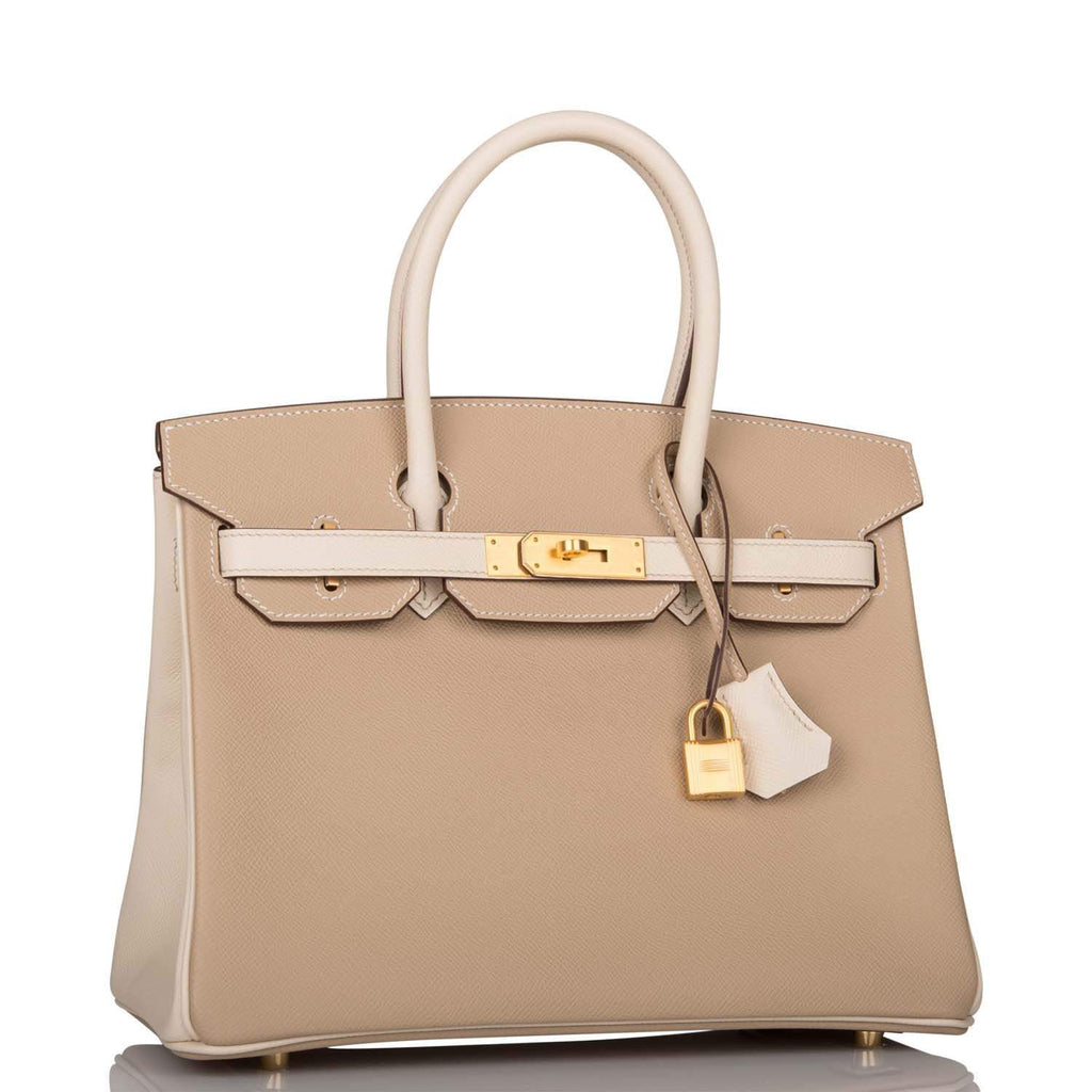 Hermes Birkin 30cm Bi-Color Trench and Craie Epsom Gold Hardware