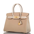 Hermes Birkin 30cm Bi-Color Trench and Craie Epsom Gold Hardware