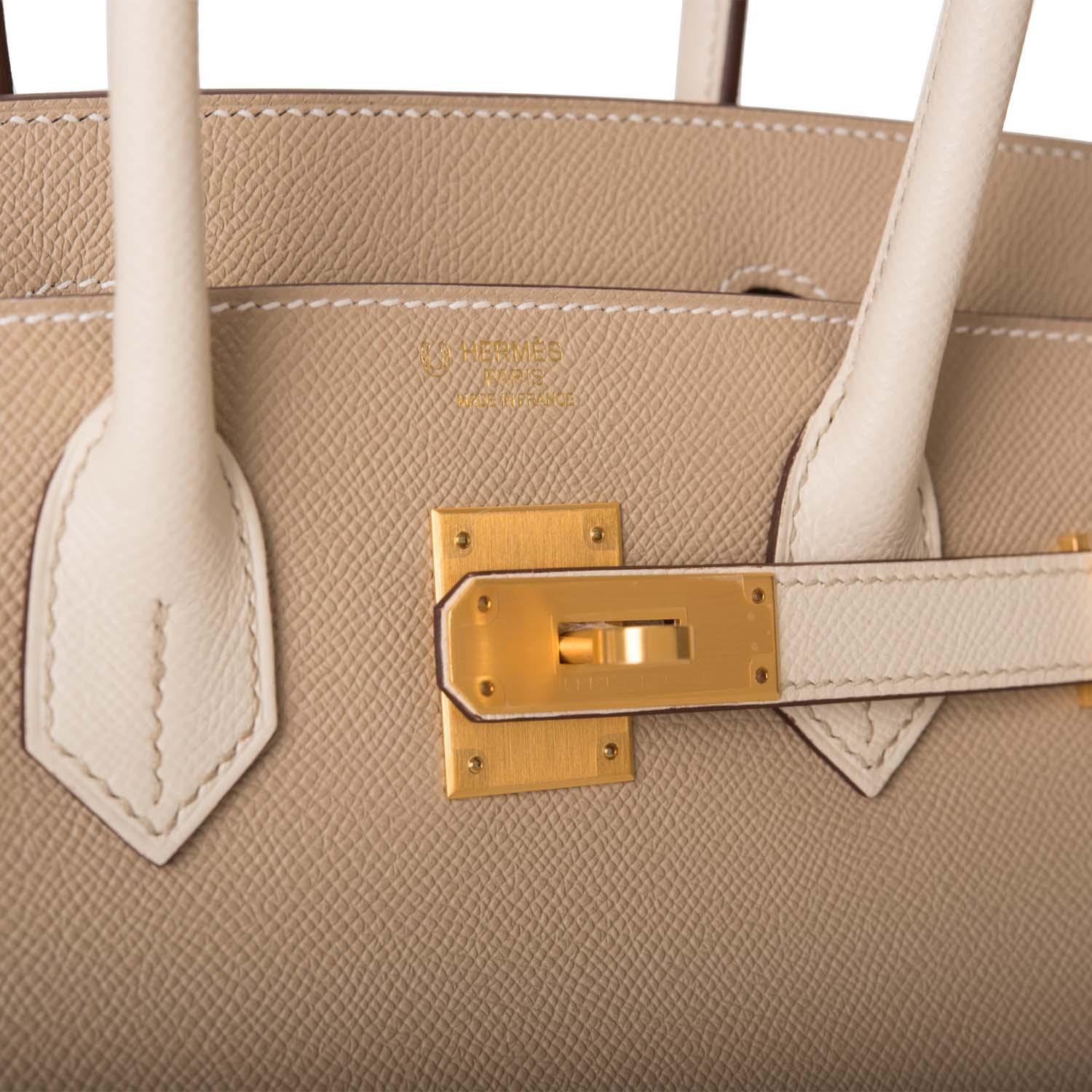Hermes Birkin 30cm Bi-Color Trench and Craie Epsom Gold Hardware