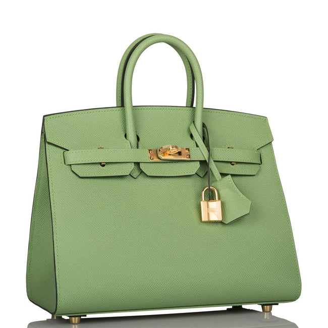 Hermes Birkin Sellier 25 Vert Criquet Epsom Gold Hardware Main Image
