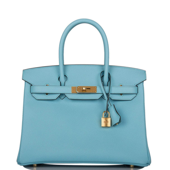 Hermes Birkin 30 Bleu Atoll Epsom Gold Hardware Main Image