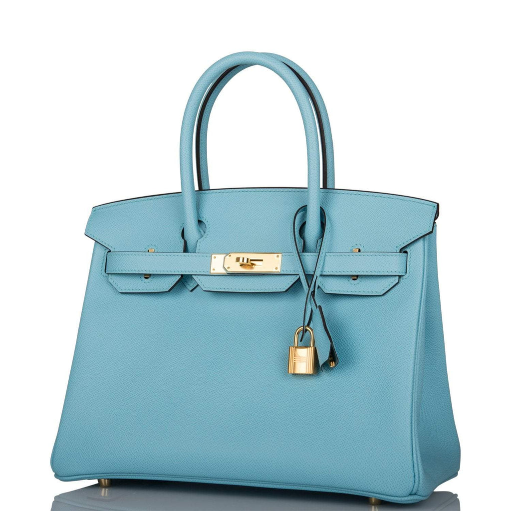 Hermes Birkin 30 Bleu Atoll Epsom Gold Hardware