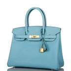 Hermes Birkin 30 Bleu Atoll Epsom Gold Hardware