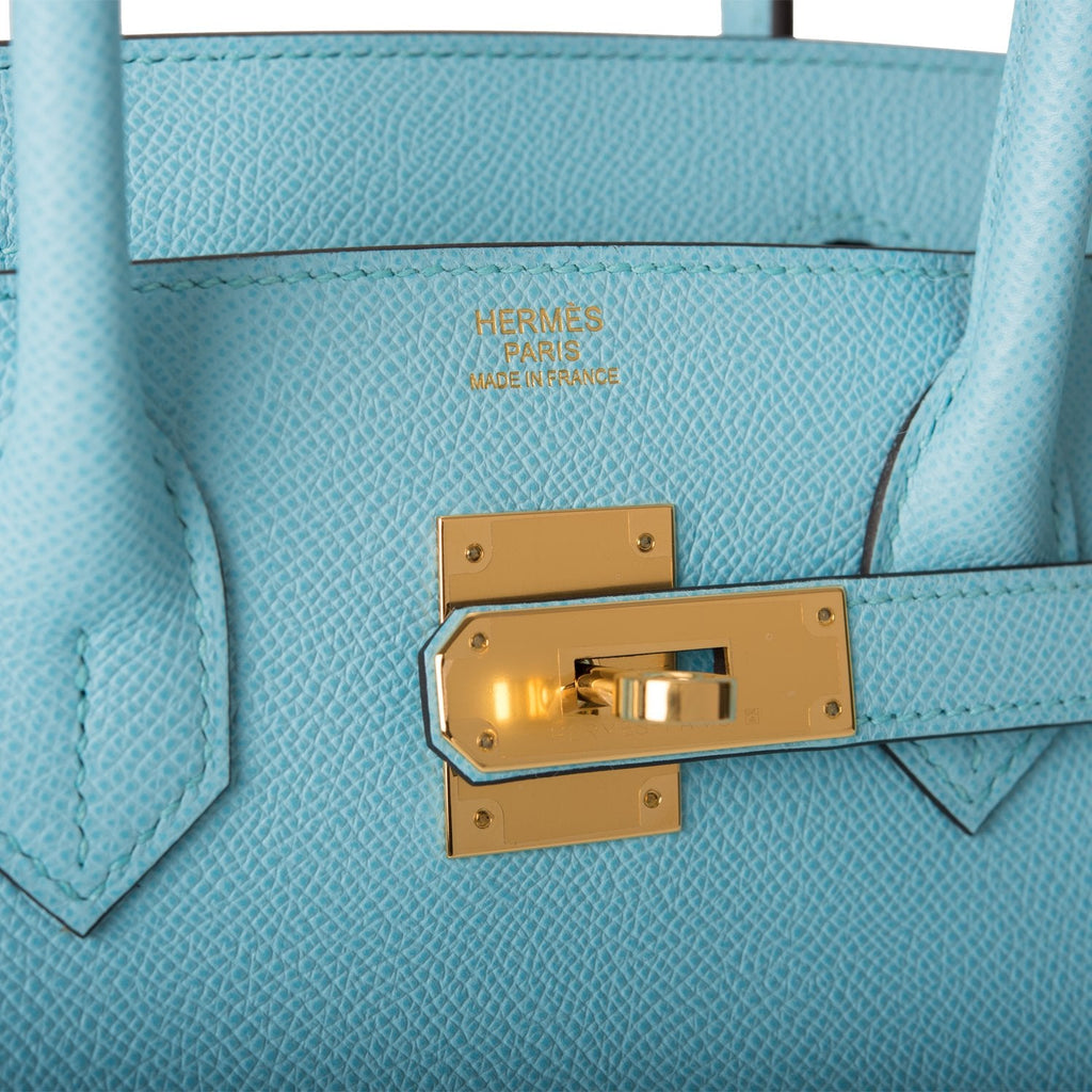 Hermes Birkin 30 Bleu Atoll Epsom Gold Hardware