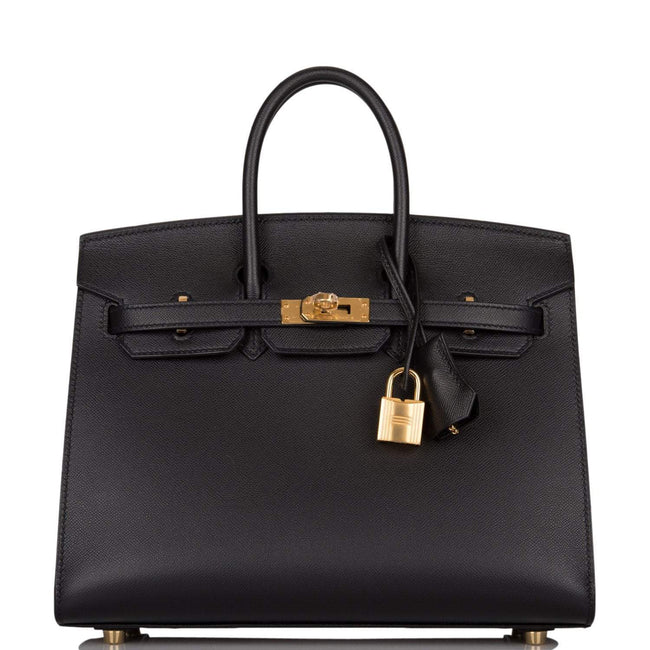 Hermes Black Veau Madame Sellier Birkin 25cm Gold Hardware Hover Image