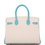 Hermes Birkin 30cm Bi-Color Craie and Bleu Atoll Togo  Rose Gold Hardware