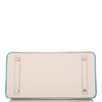 Hermes Birkin 30cm Bi-Color Craie and Bleu Atoll Togo  Rose Gold Hardware