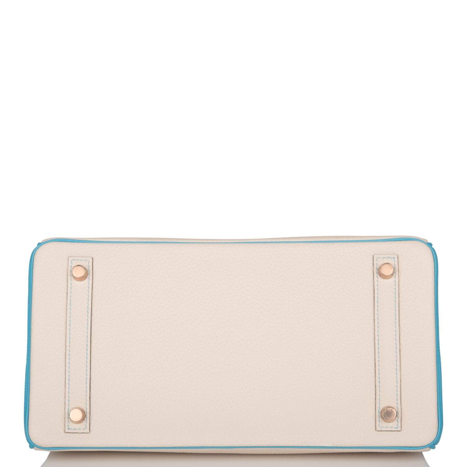 Hermes Birkin 30cm Bi-Color Craie and Bleu Atoll Togo  Rose Gold Hardware