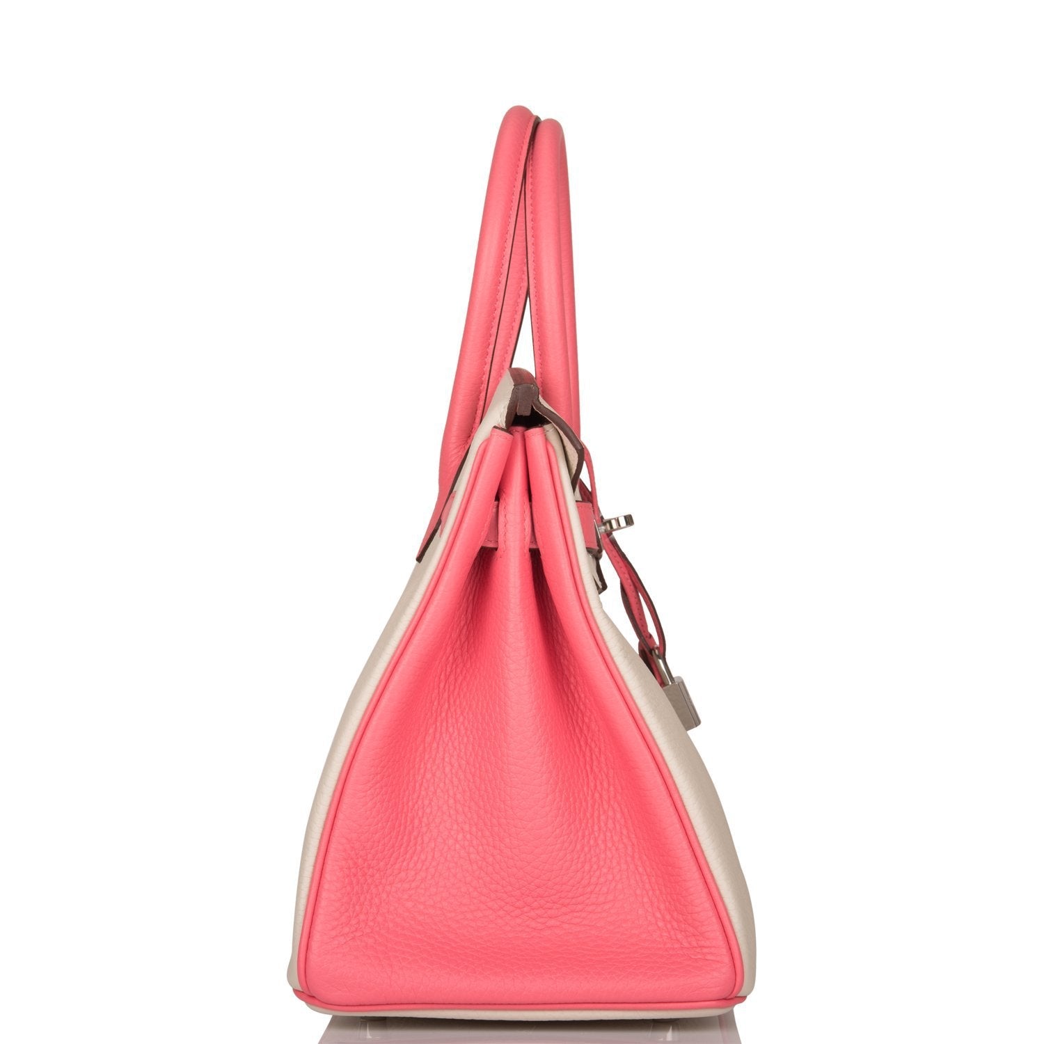 Hermes Birkin 30cm Bi-Color Craie and Rose Lipstick Clemence  Palladium Hardware