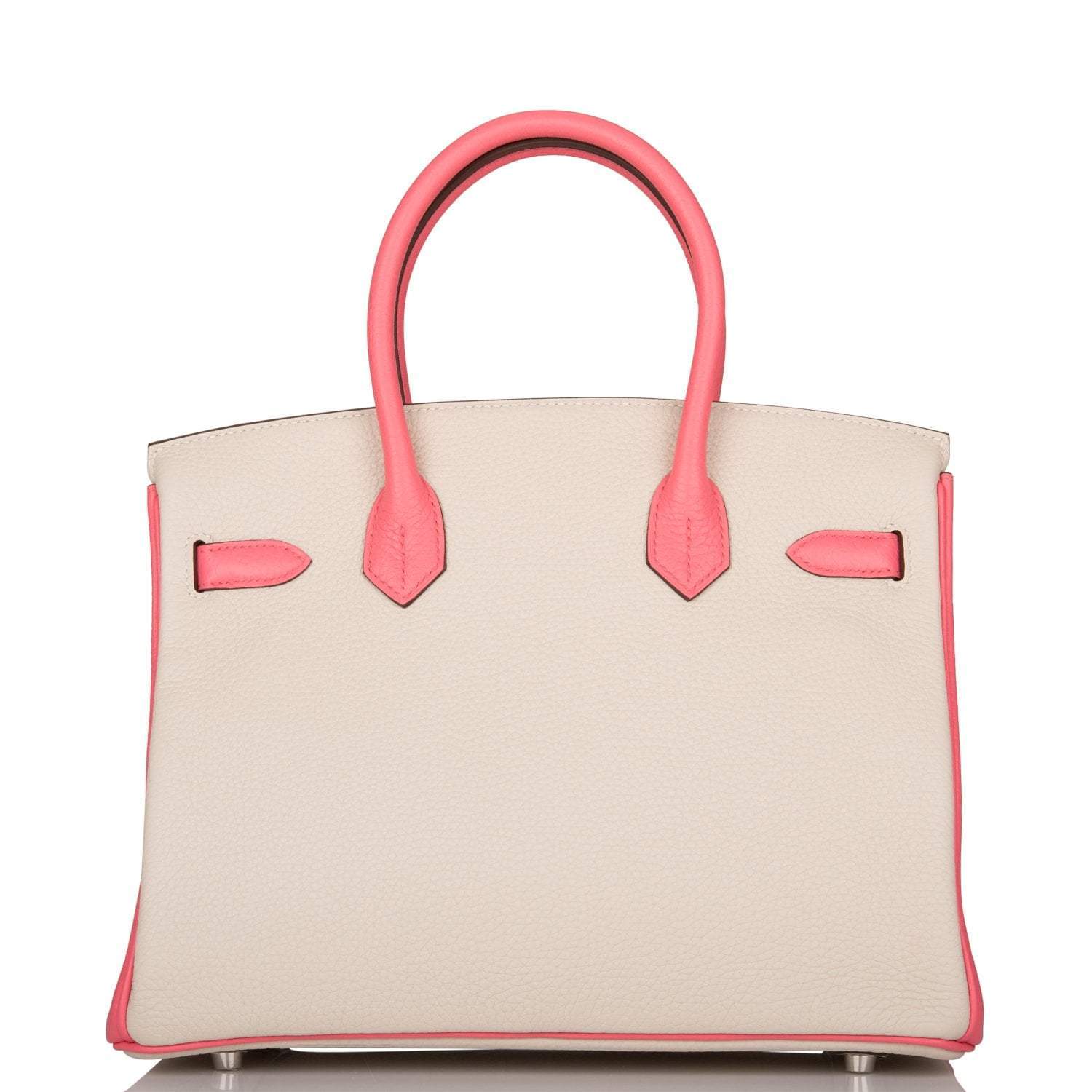 Hermes Birkin 30cm Bi-Color Craie and Rose Lipstick Clemence  Palladium Hardware