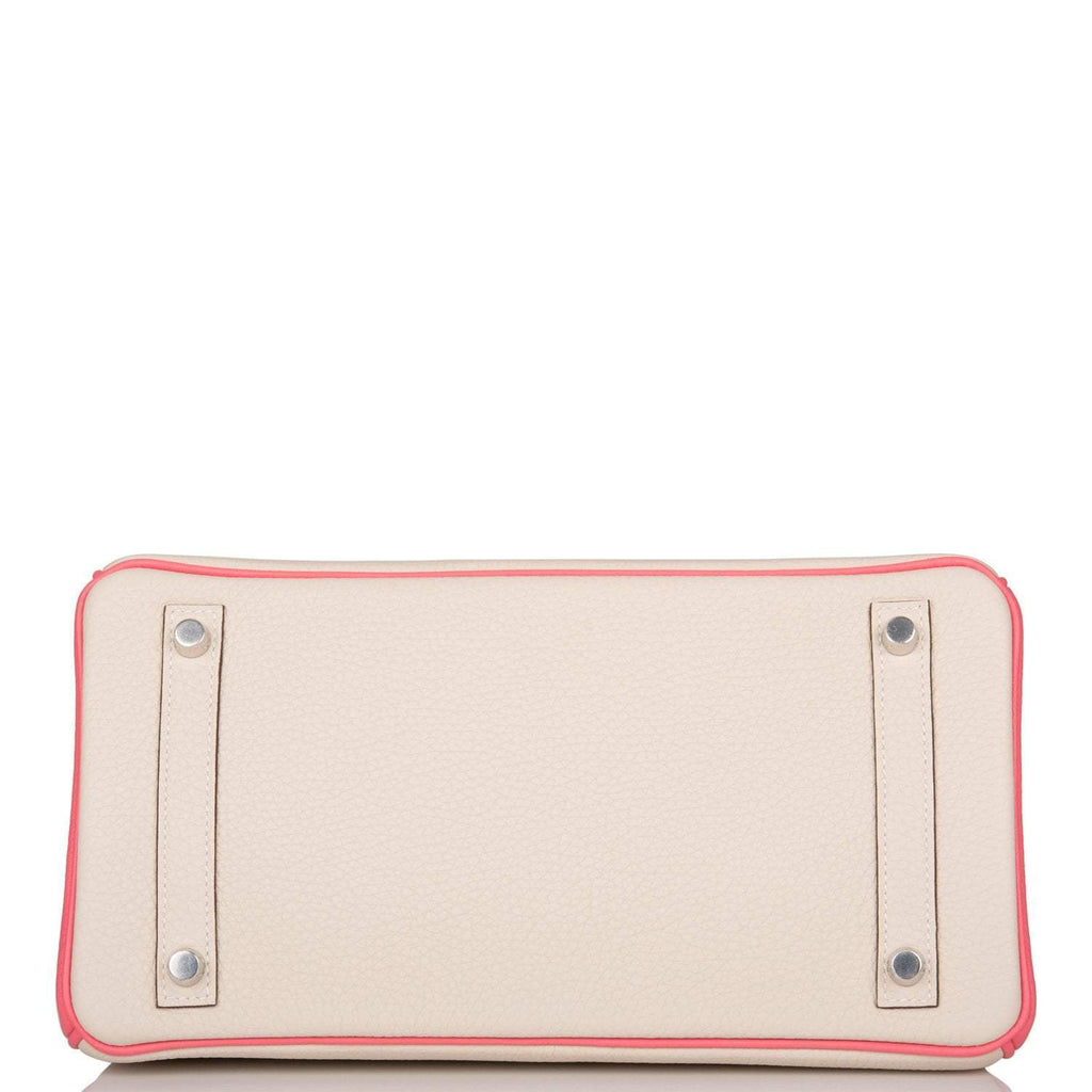 Hermes Birkin 30cm Bi-Color Craie and Rose Lipstick Clemence  Palladium Hardware