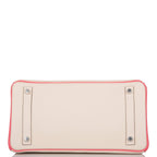 Hermes Birkin 30cm Bi-Color Craie and Rose Lipstick Clemence  Palladium Hardware