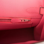 Hermes Birkin 30cm Bi-Color Craie and Rose Lipstick Clemence  Palladium Hardware