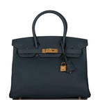 Hermes Birkin 30 Vert Cypress Clemence Gold Hardware