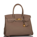 Hermes Etoupe Togo Birkin 30cm Gold Hardware