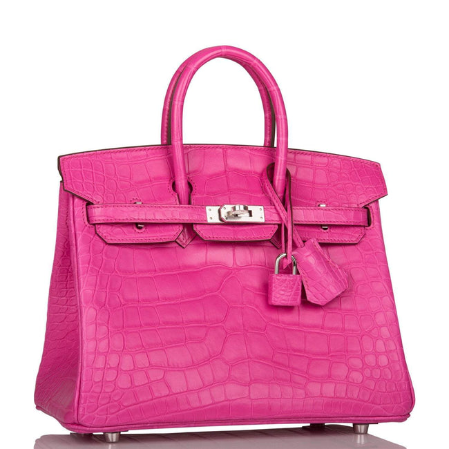 Hermes Birkin 25 Rose Shocking Matte Alligator Palladium Hardware Main Image