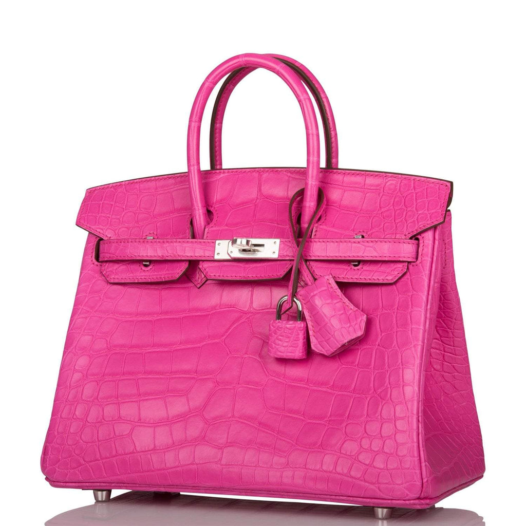 Hermes Birkin 25 Rose Shocking Matte Alligator Palladium Hardware