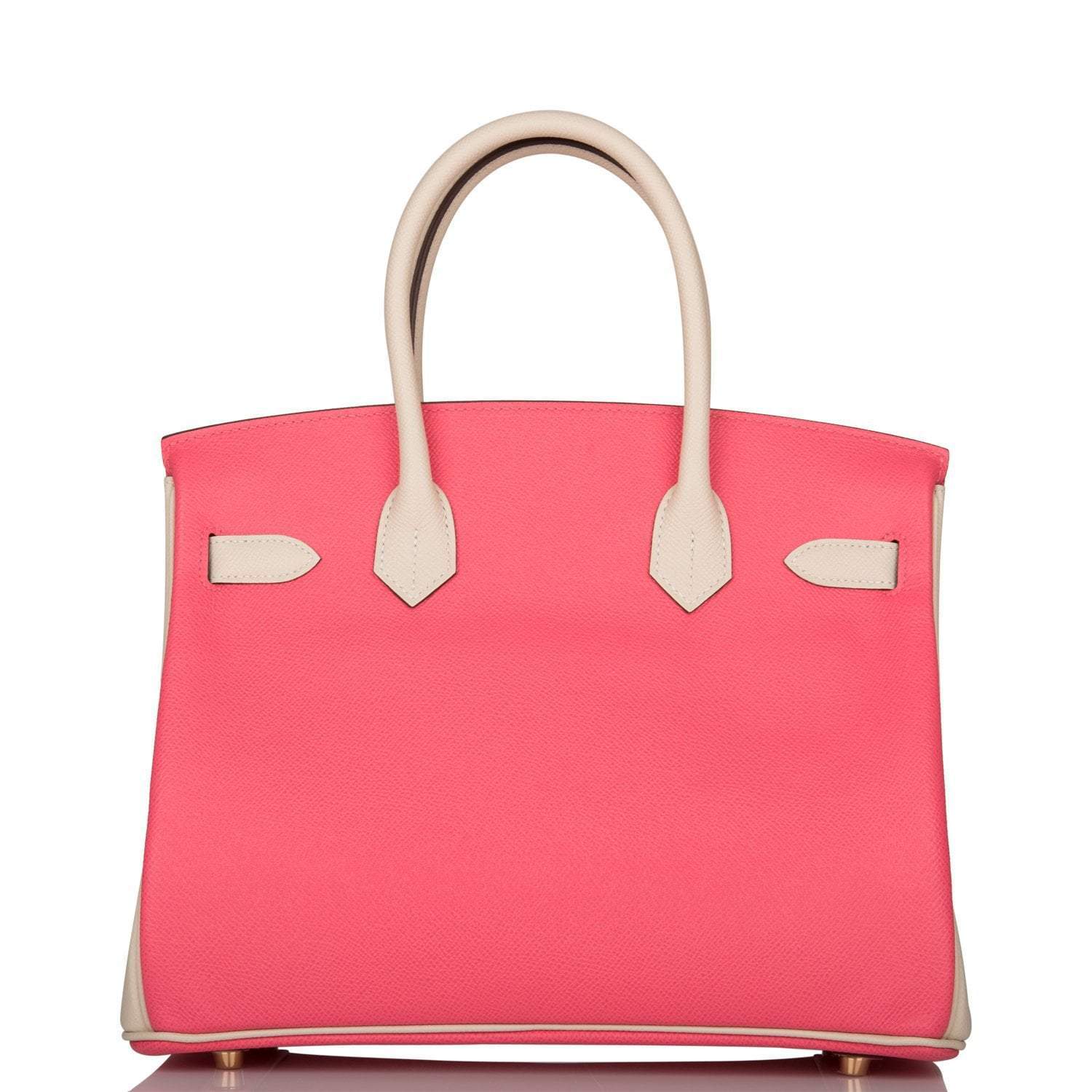 Hermes Birkin 30cm Bi-Color Craie and Rose Azalee Epsom Brushed Gold Hardware