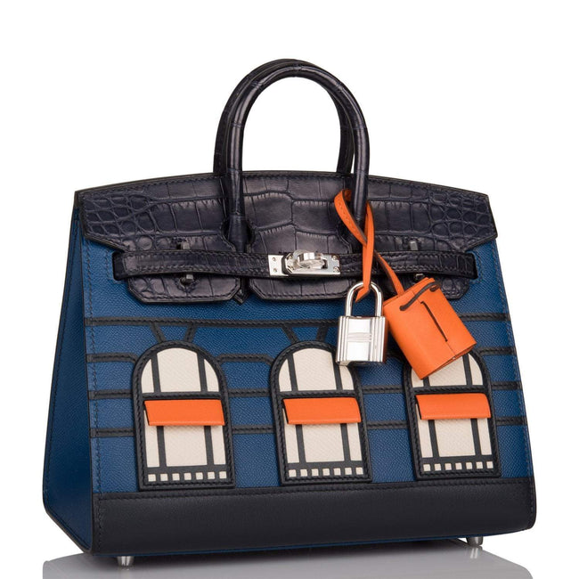 Hermes Bleu Sac Birkin Faubourg 20cm Palladium Hardware Main Image