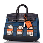 Hermes Bleu Sac Birkin Faubourg 20cm Palladium Hardware